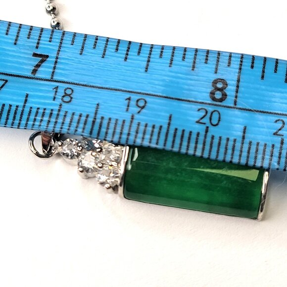 Jade Pendant With Crystal Inlay on stainless steel ball chain - Picture 15 of 16